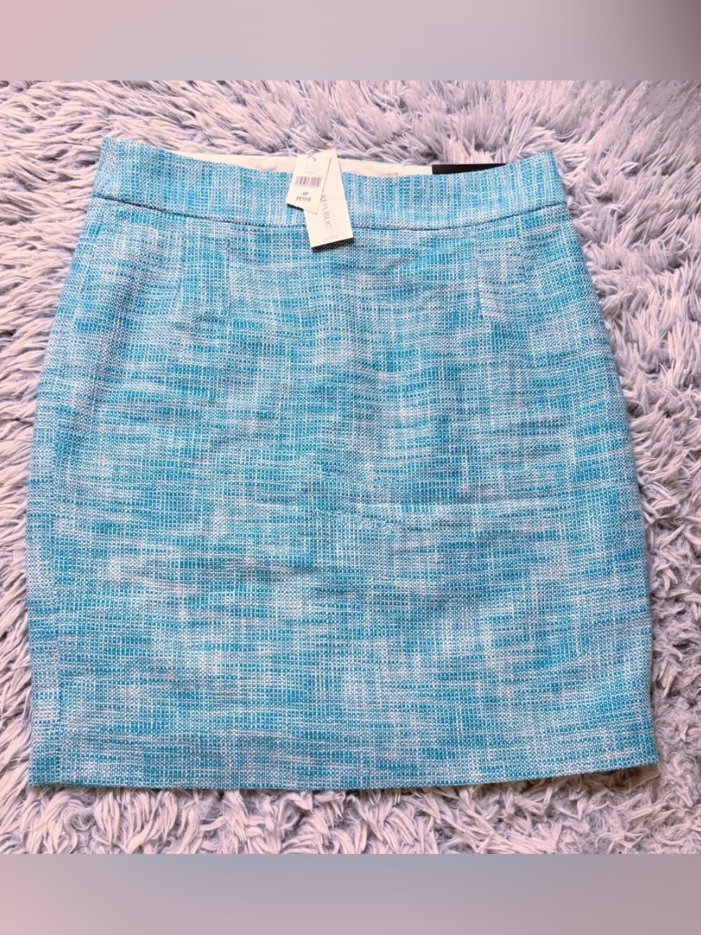 NWT Banana Republic Light Blue Turquoise White Pencil Skirt SZ 4 Petite 19”